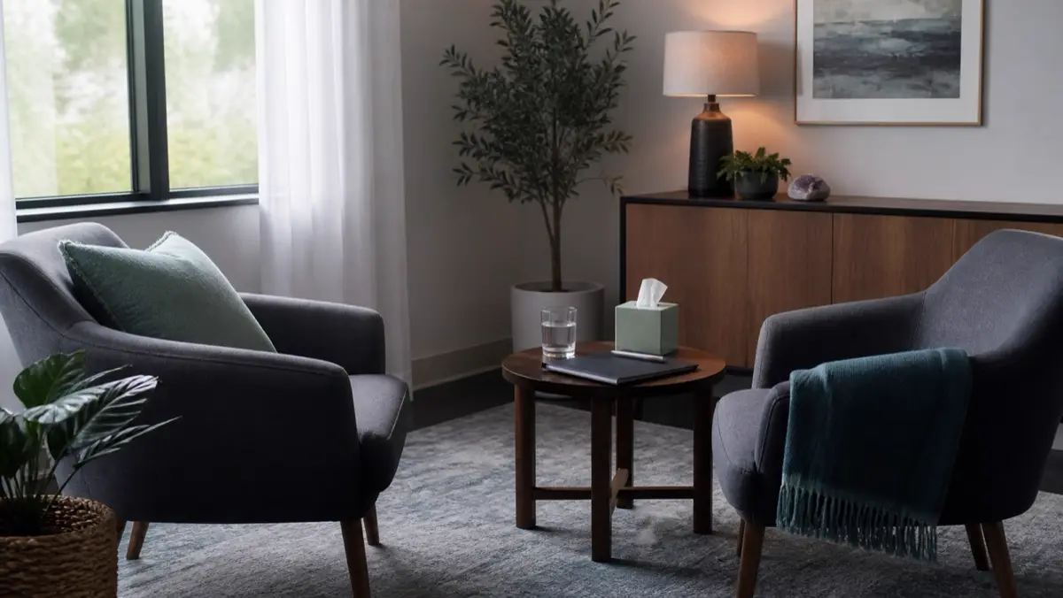 Private consultation room for confidential survivor support
